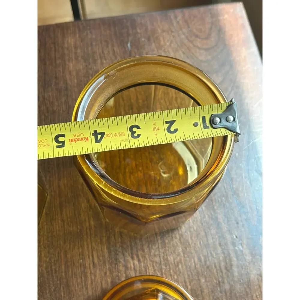 LE Smith Amber glass canisters jars 6 & 8 inch